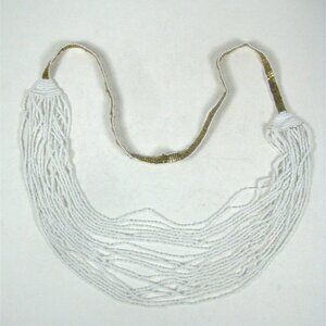 Vintage Multi Strand Goldtone Glass Seed Bead Necklace 35in Festival Party